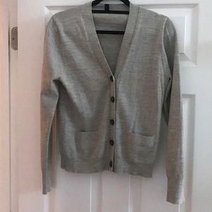 J Crew Gray Merino Wool Cardigan Sz Medium